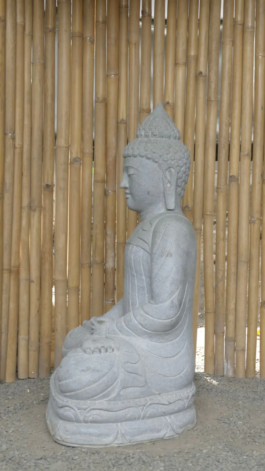  Product image 4 of the product “Seated Buddha made of Riverstone in Dhyana position - gesture of meditation, H.102,5 cm, natural. ”